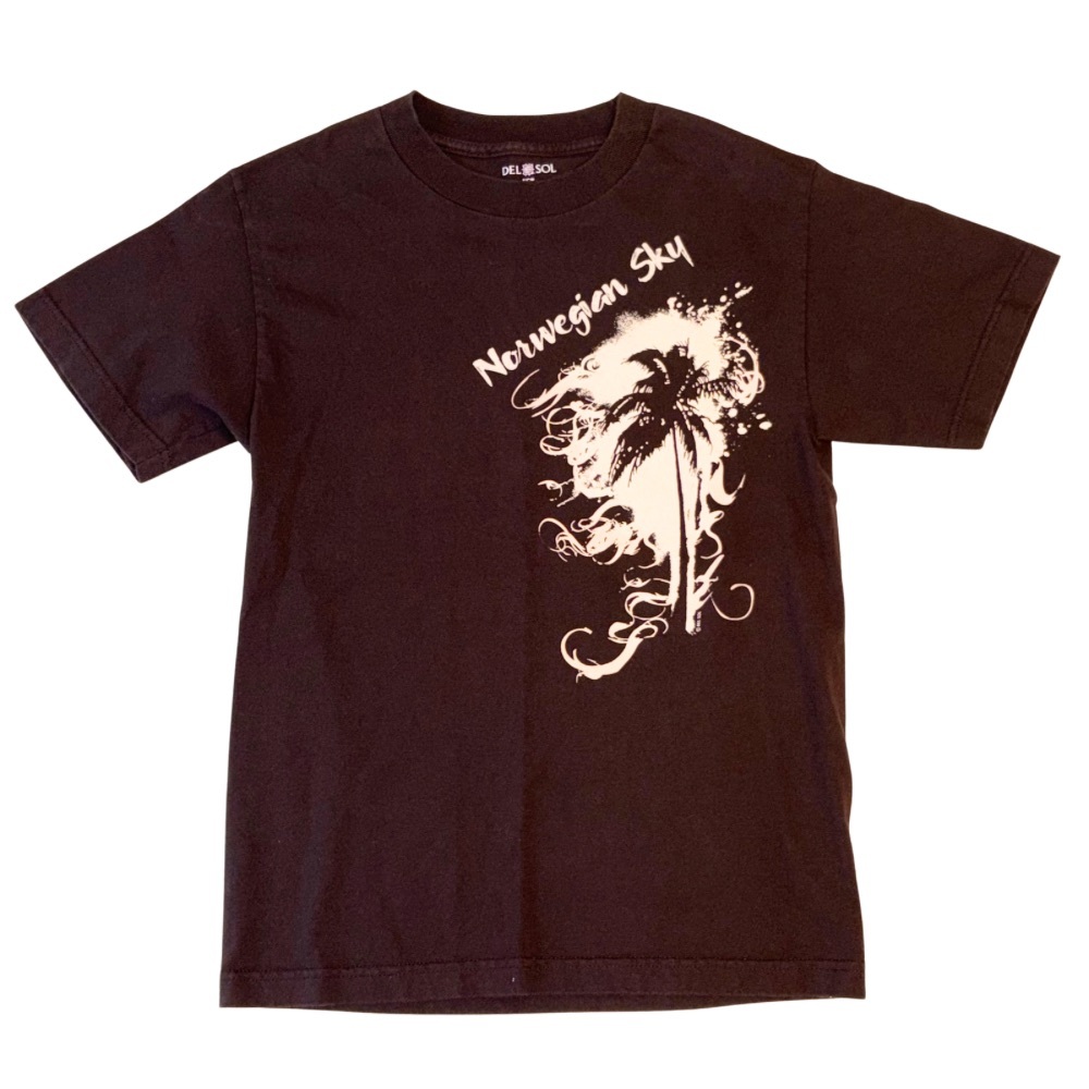 Del Sol Norwegian Sky Shirt Color-Changing Palm Tree Cruise Tee S Brown Pink